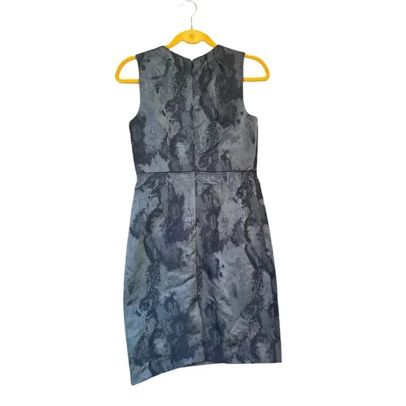 ANN TAYLOR Loft Size 2 Gray Watercolor Print Sheath Zip Business Casual Dress - Picture 2 of 10